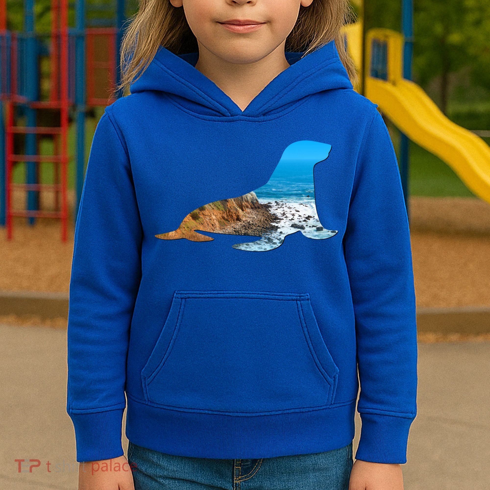 Sea Lion Seal Lovers Silhouette Earth Day And Ocean Week Gift Kids Hoodie