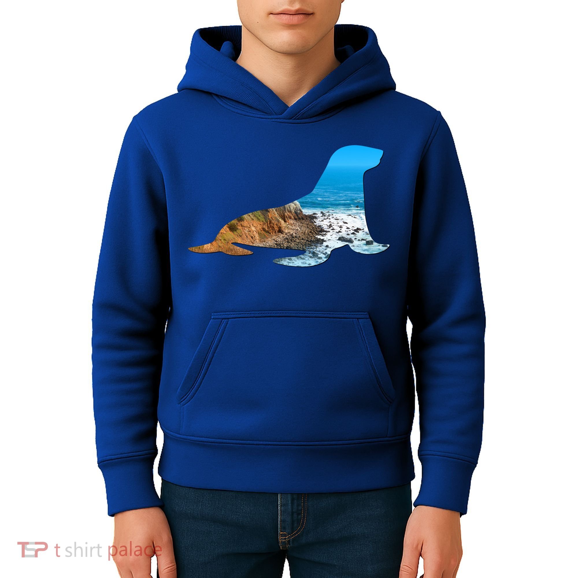Sea Lion Seal Lovers Silhouette Earth Day And Ocean Week Gift Kids Hoodie