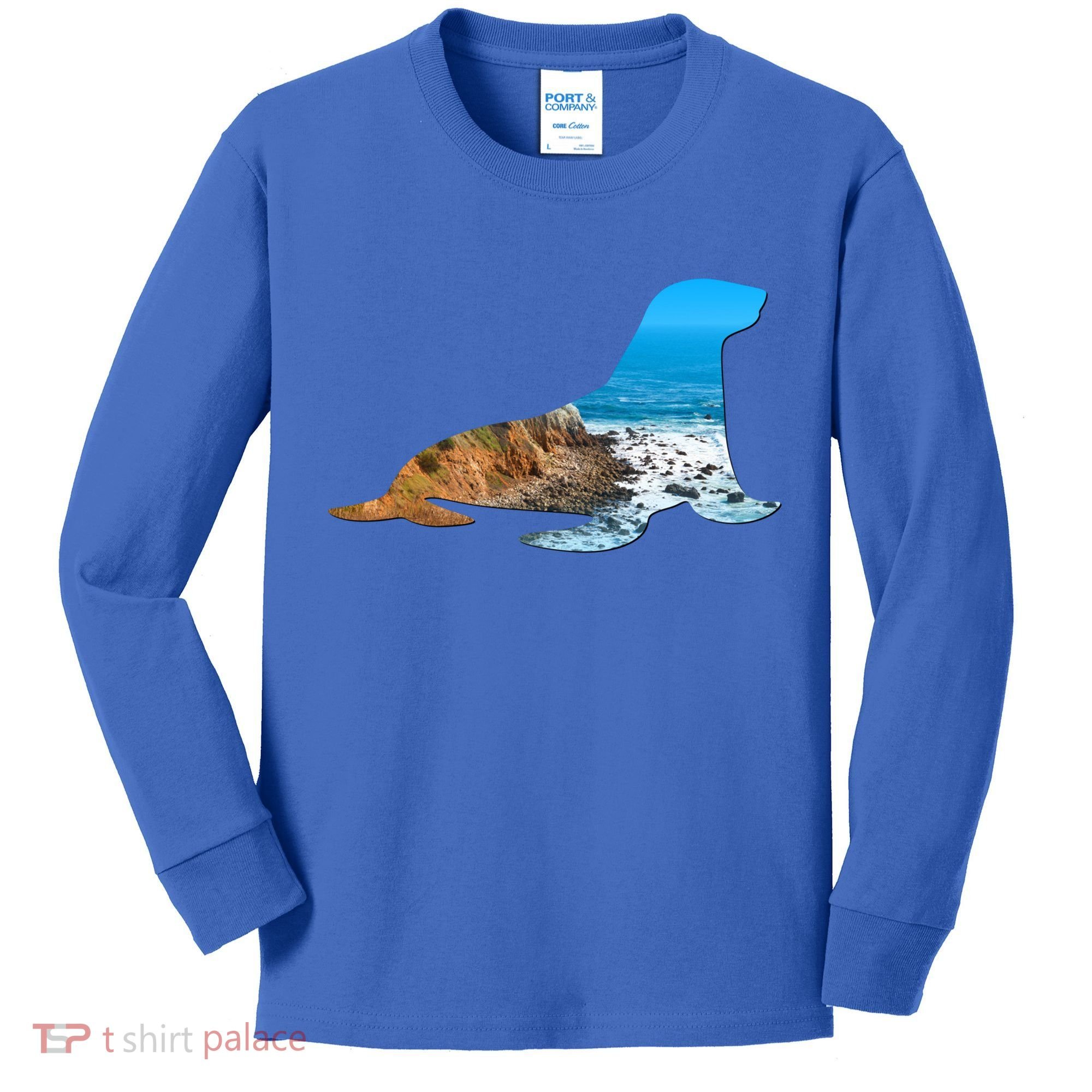 Sea Lion Seal Lovers Silhouette Earth Day And Ocean Week Gift Kids Long Sleeve Shirt