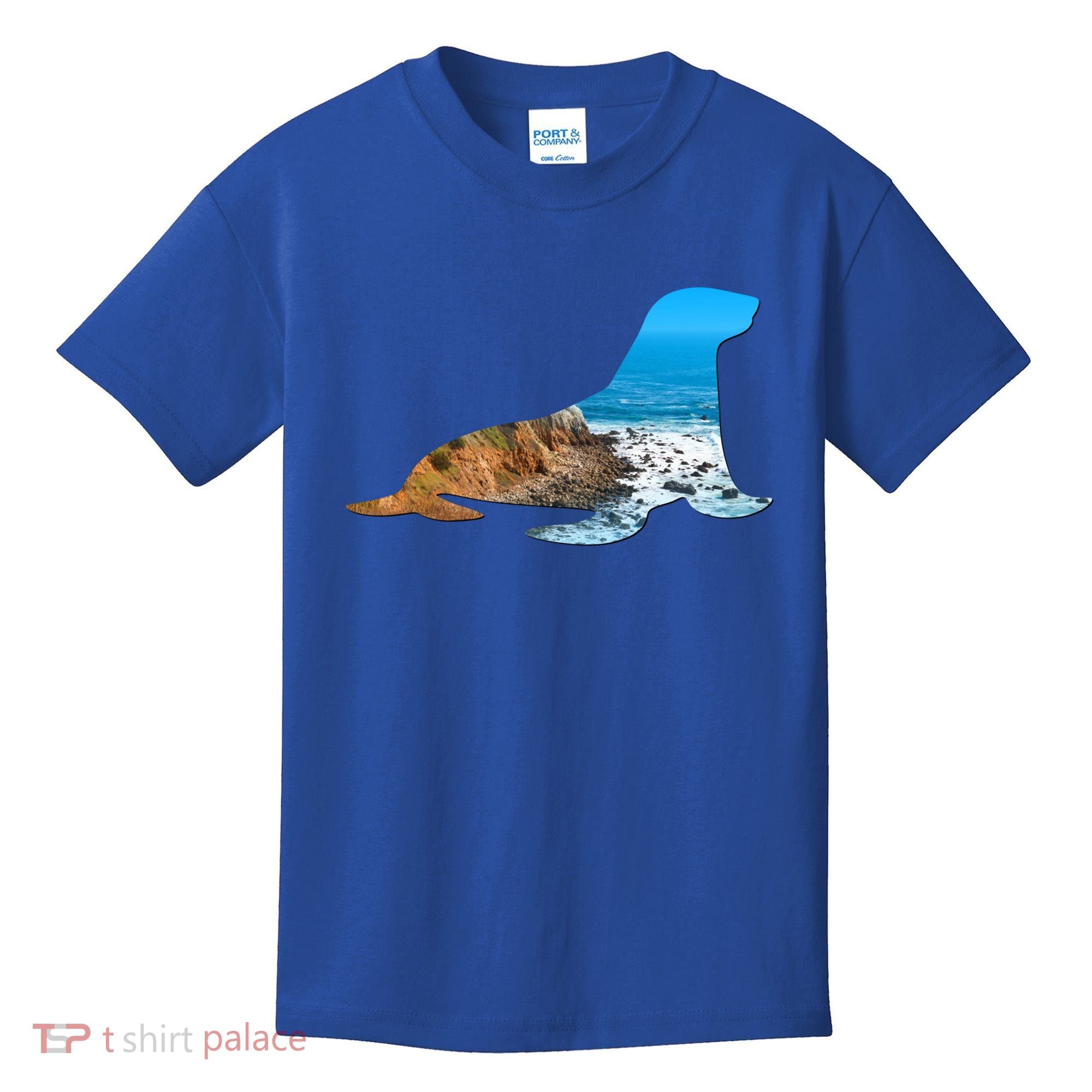 Sea Lion Seal Lovers Silhouette Earth Day And Ocean Week Gift Kids T-Shirt