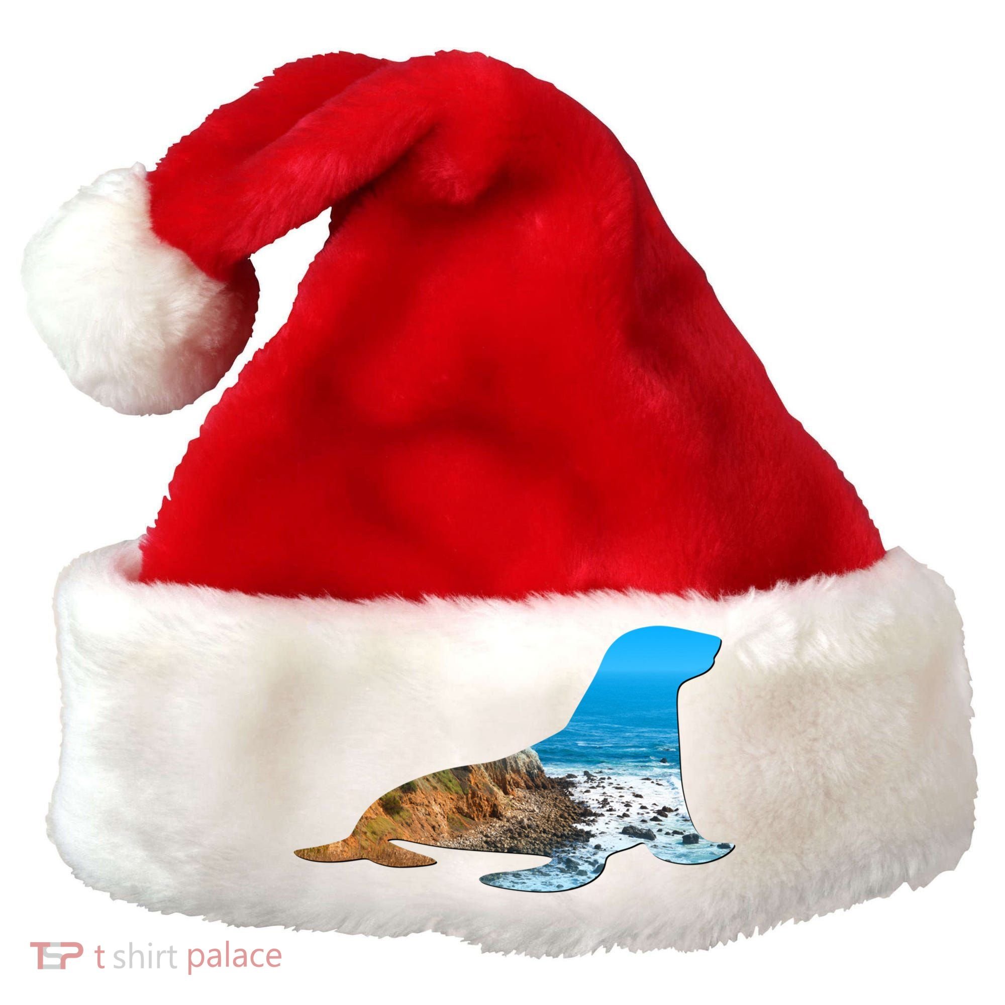 Sea Lion Seal Lovers Silhouette Earth Day And Ocean Week Gift Santa Hat