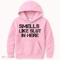 Smells Like Slut In Here Funny Kids Hoodie thumb 0