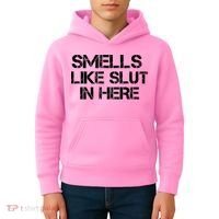 Smells Like Slut In Here Funny Kids Hoodie thumb 4