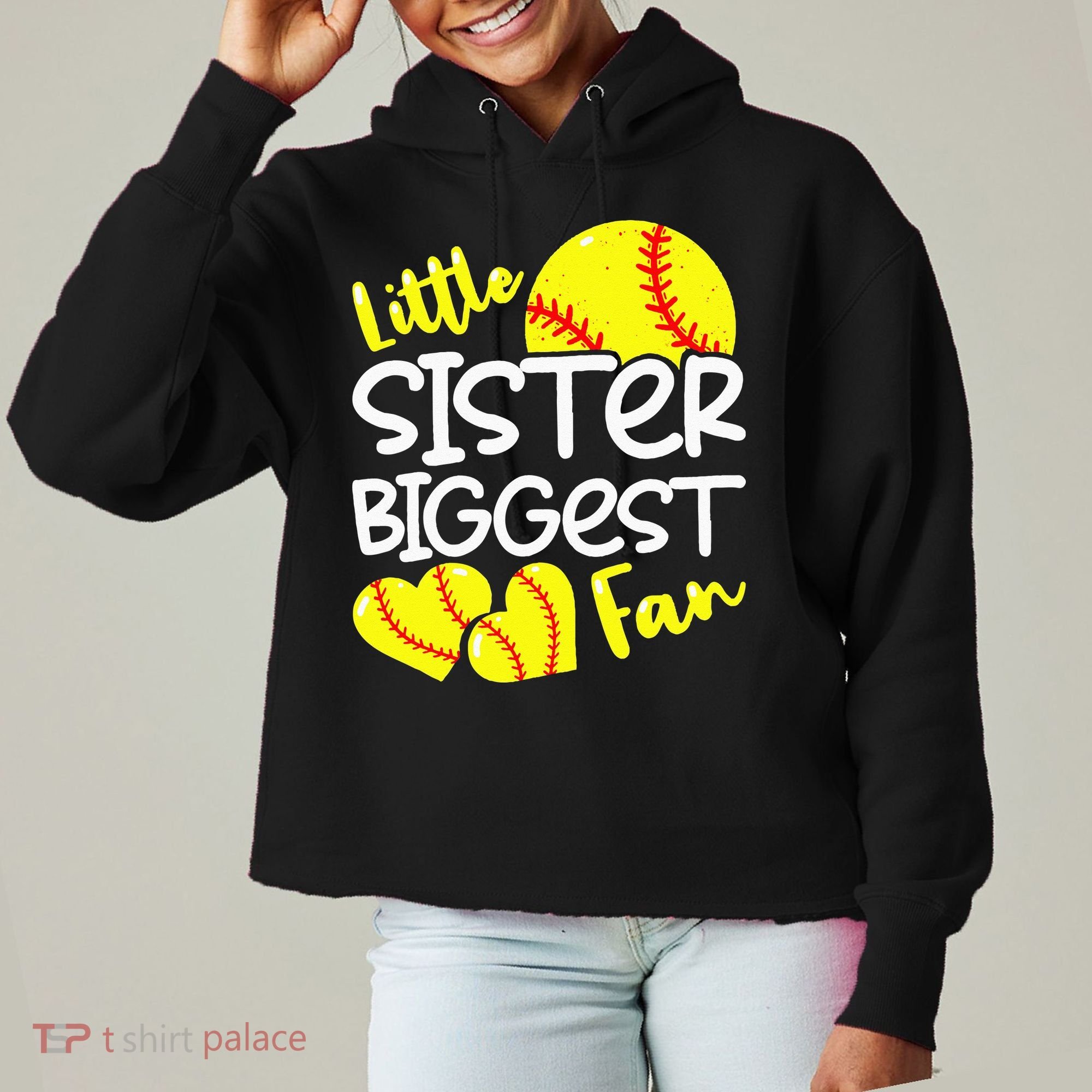 Softball Little Sister Biggest Fan Ladies Heavyweight Boxy Pullover Hoodie