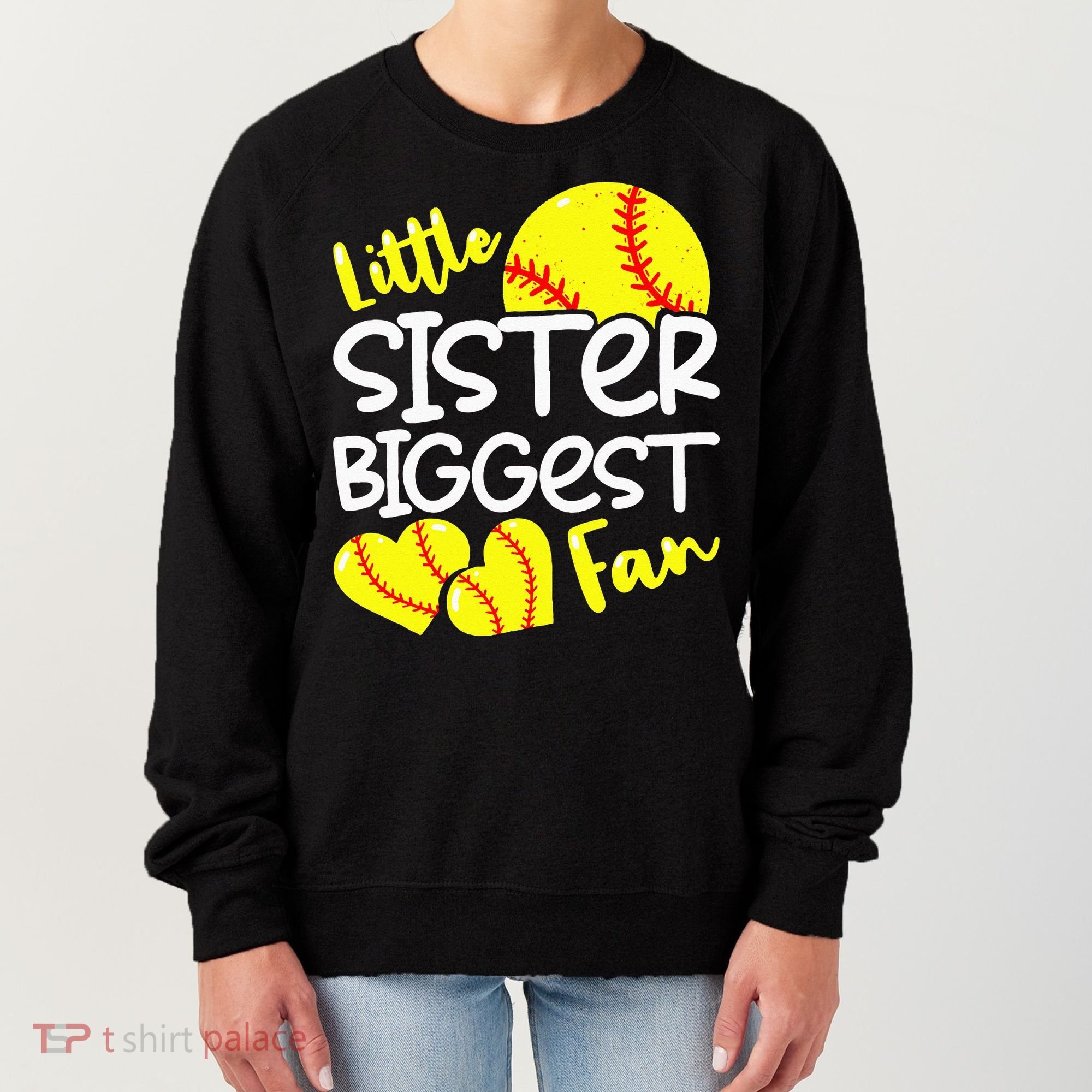 Softball Little Sister Biggest Fan Women's Sweatshirt