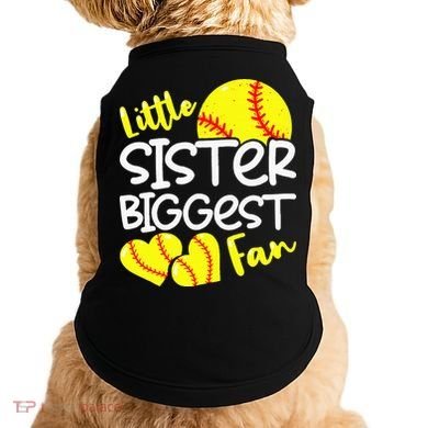 Softball Little Sister Biggest Fan Doggie Tank