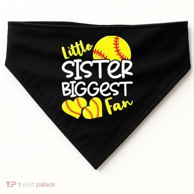 Softball Little Sister Biggest Fan USA-Made Doggie Bandana