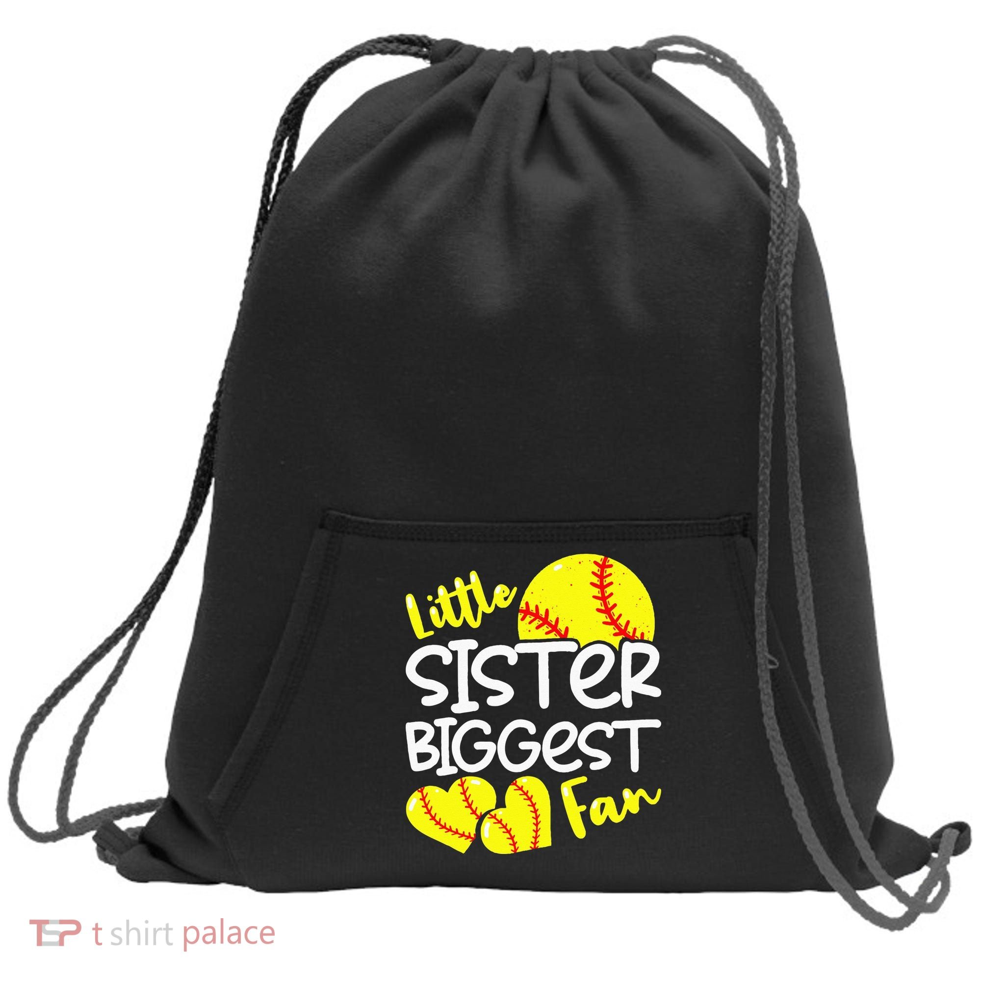 Softball Little Sister Biggest Fan Sweatshirt Cinch Pack Bag