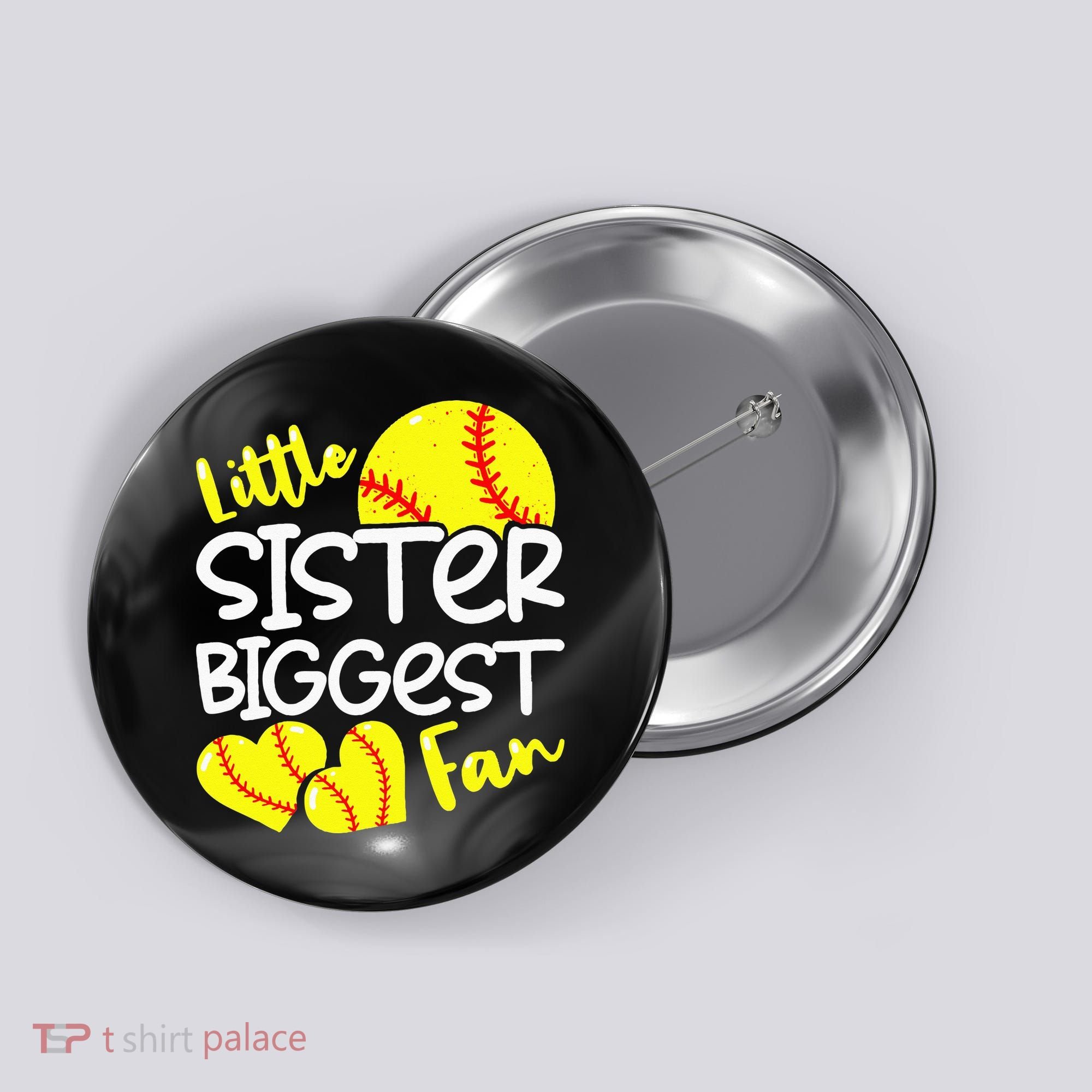 Softball Little Sister Biggest Fan Button