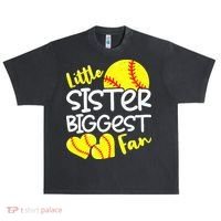 Softball Little Sister Biggest Fan Urban Oversized Heavyweight T-Shirt thumb 0