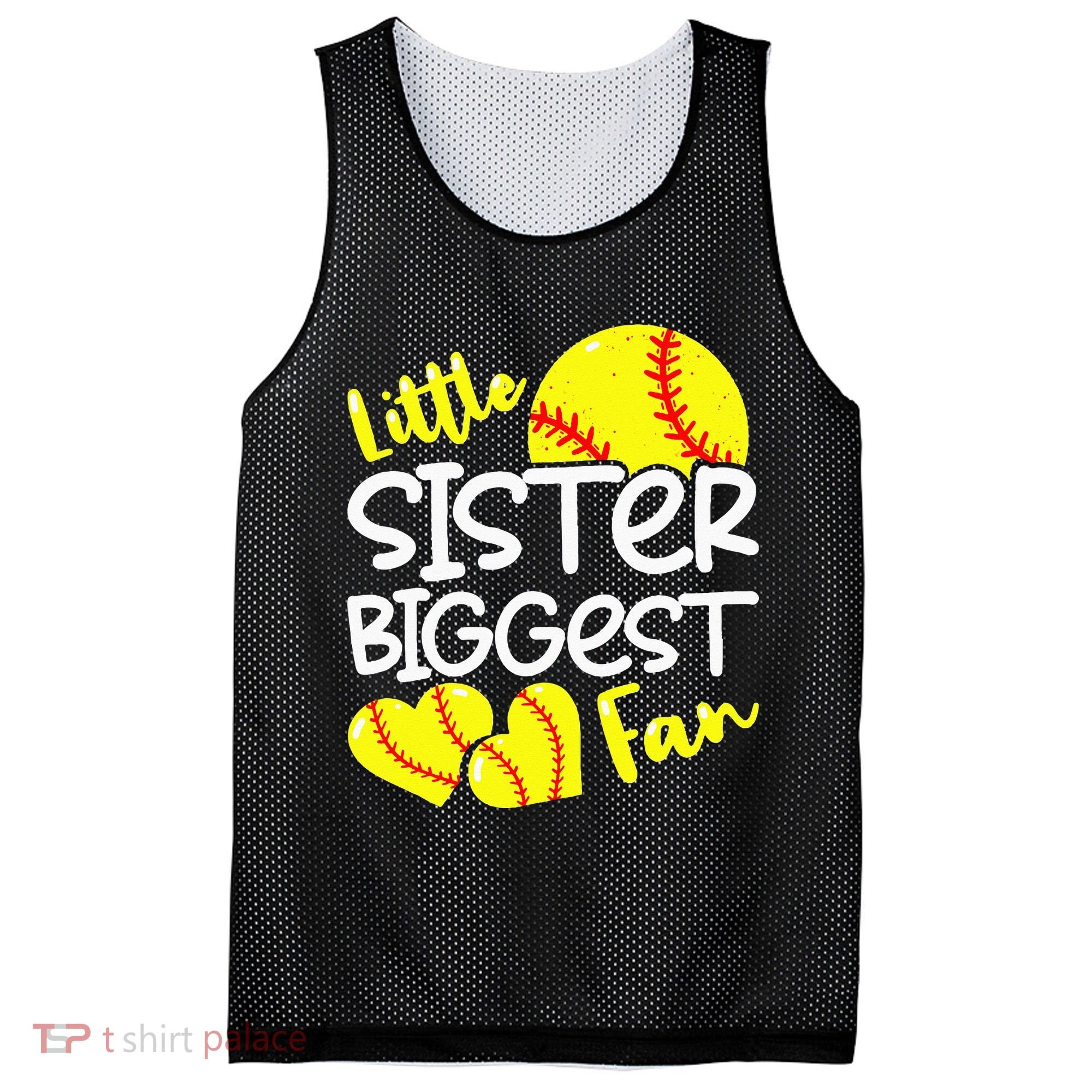 Softball Little Sister Biggest Fan Mesh Reversible Basketball Jersey Tank