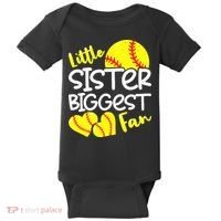 Softball Little Sister Biggest Fan Baby Bodysuit thumb 0