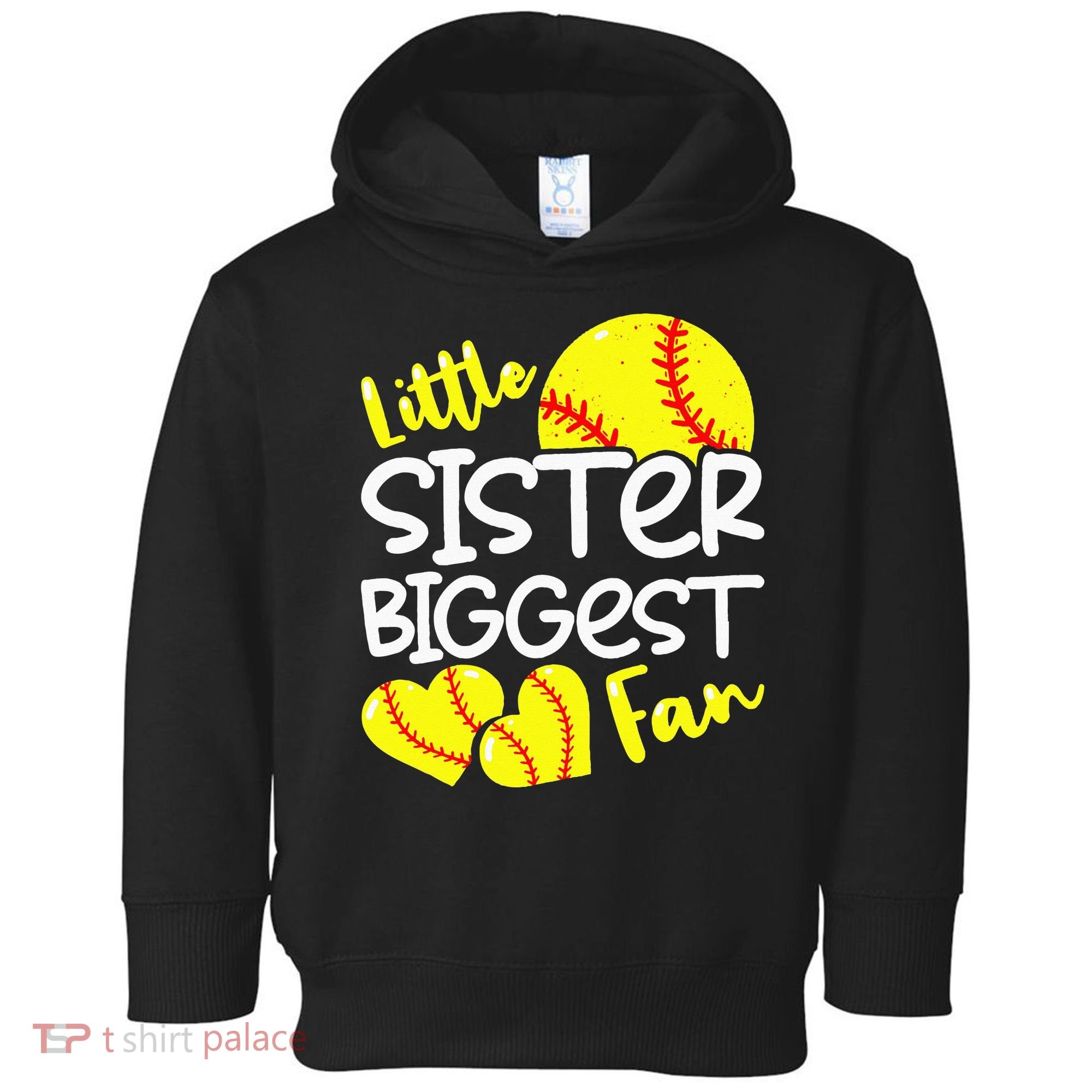 Softball Little Sister Biggest Fan Toddler Hoodie