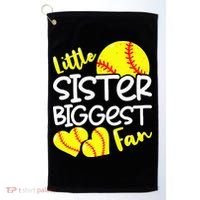 Softball Little Sister Biggest Fan Golf Towel thumb 0
