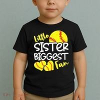 Softball Little Sister Biggest Fan Toddler T-Shirt thumb 2