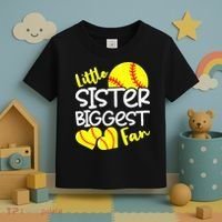 Softball Little Sister Biggest Fan Toddler T-Shirt thumb 3