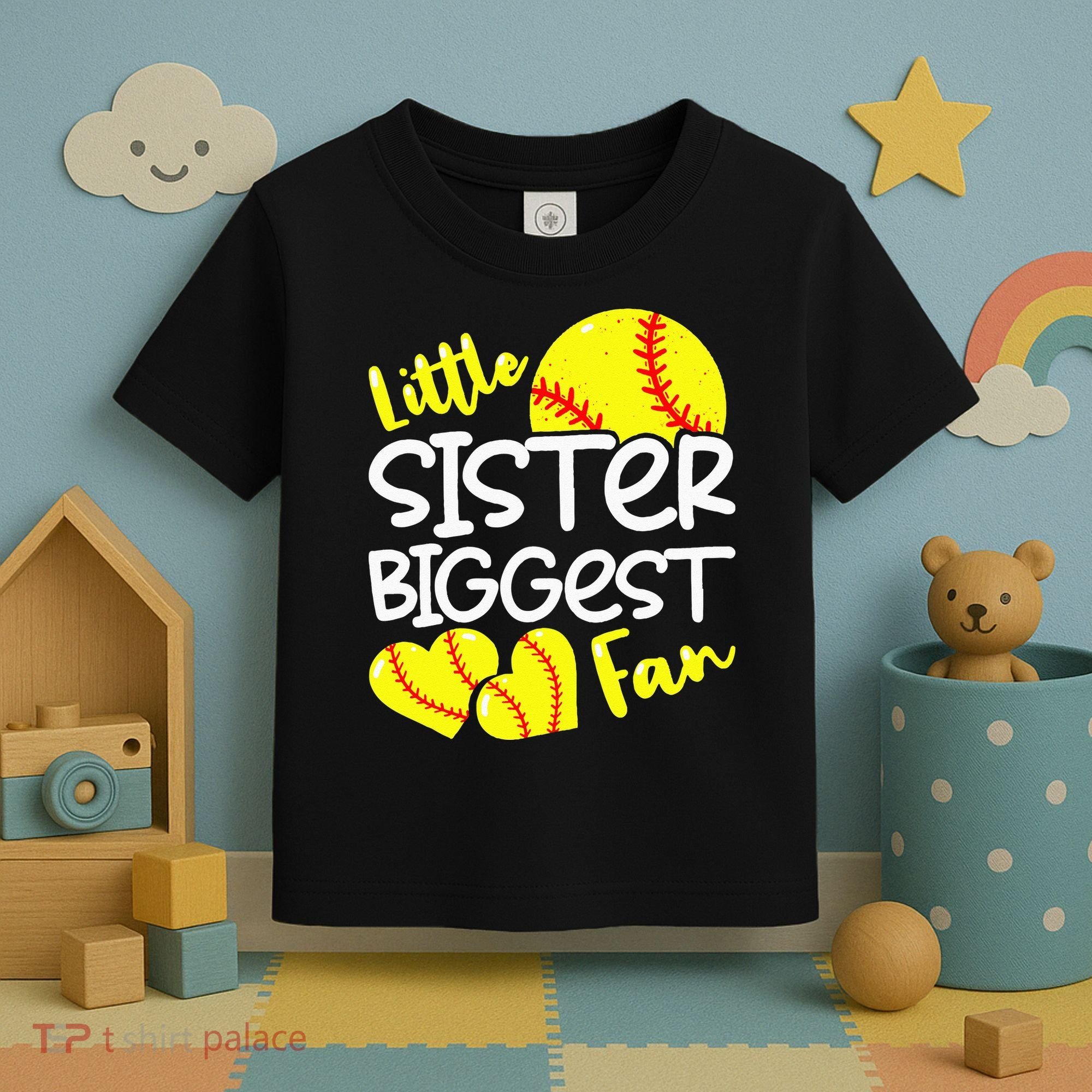 Softball Little Sister Biggest Fan Toddler T-Shirt