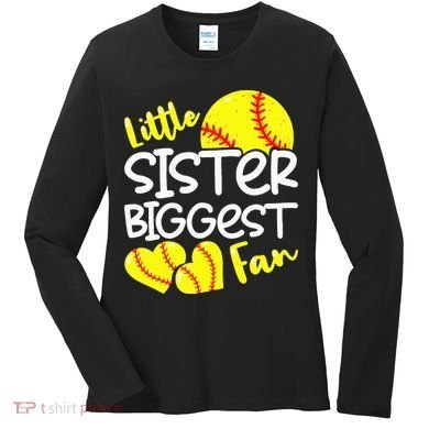 Softball Little Sister Biggest Fan Women's Long Sleeve Shirt