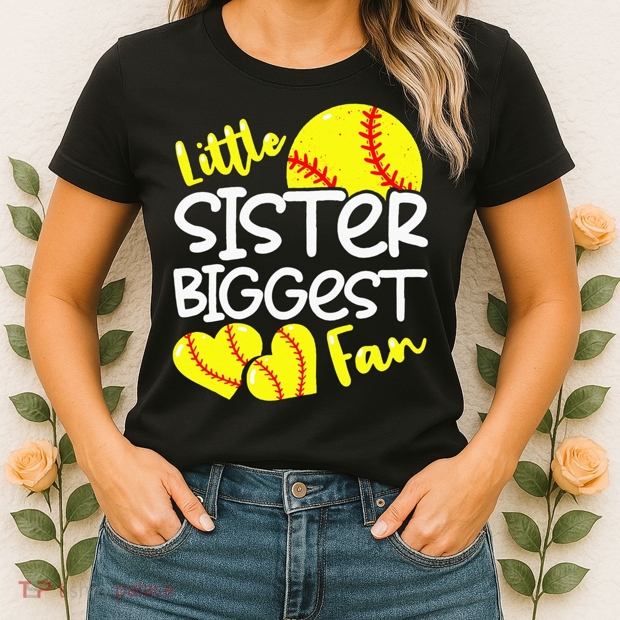 Softball Little Sister Biggest Fan Women's T-Shirt