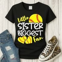 Softball Little Sister Biggest Fan Women's T-Shirt thumb 3