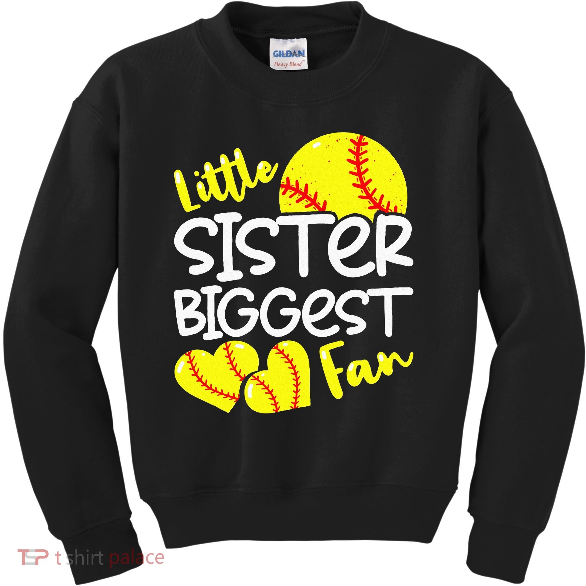 Softball Little Sister Biggest Fan Kids Sweatshirt