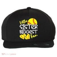 Softball Little Sister Biggest Fan Wool Snapback Cap thumb 0
