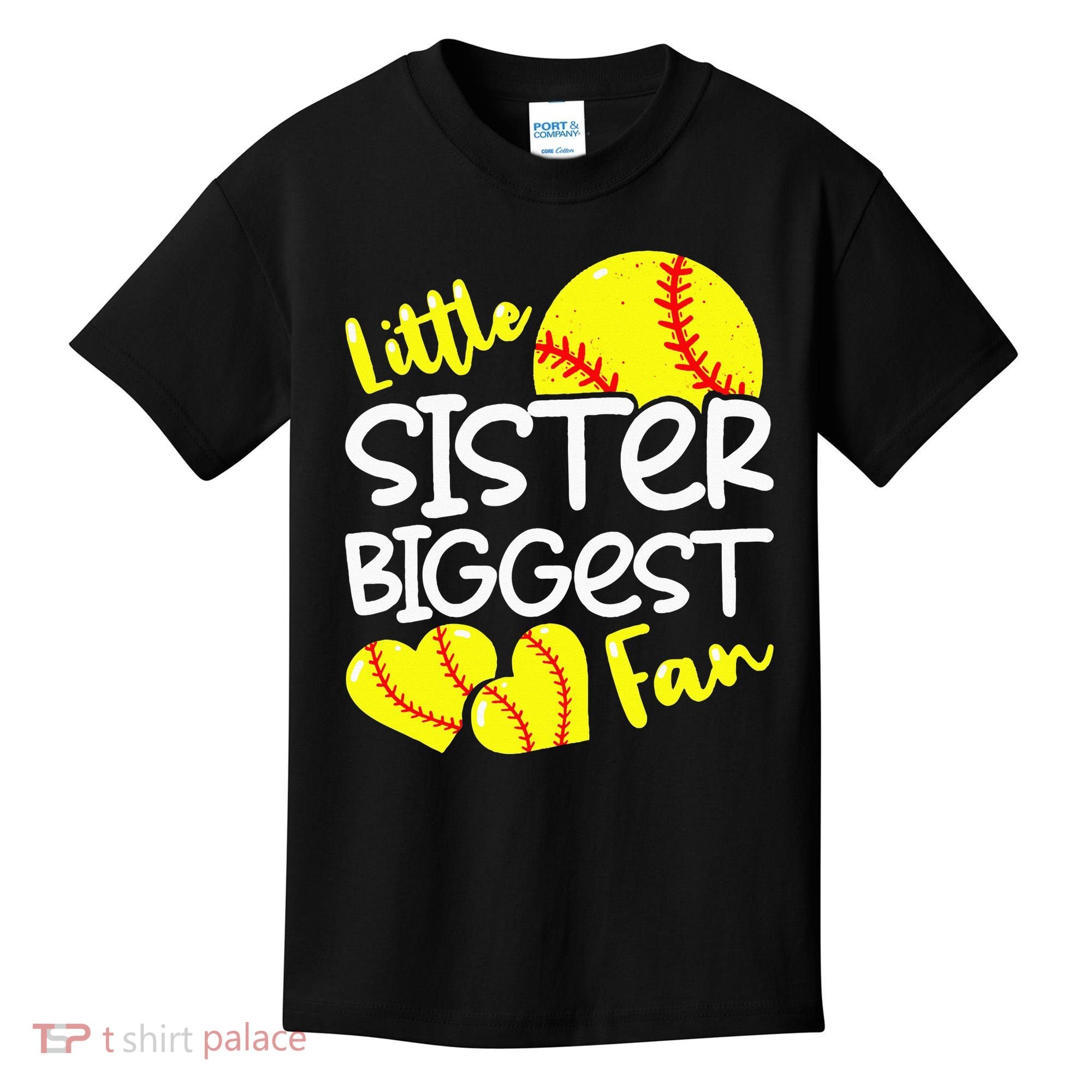 Softball Little Sister Biggest Fan Kids T-Shirt