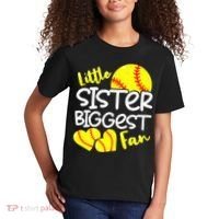 Softball Little Sister Biggest Fan Kids T-Shirt thumb 2