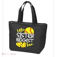 Softball Little Sister Biggest Fan Tote Bag thumb 3