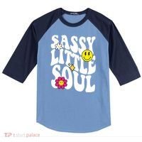 Sassy Little Soul Groovy Retro Cute Raglan Baseball Sleeve Shirt thumb 0
