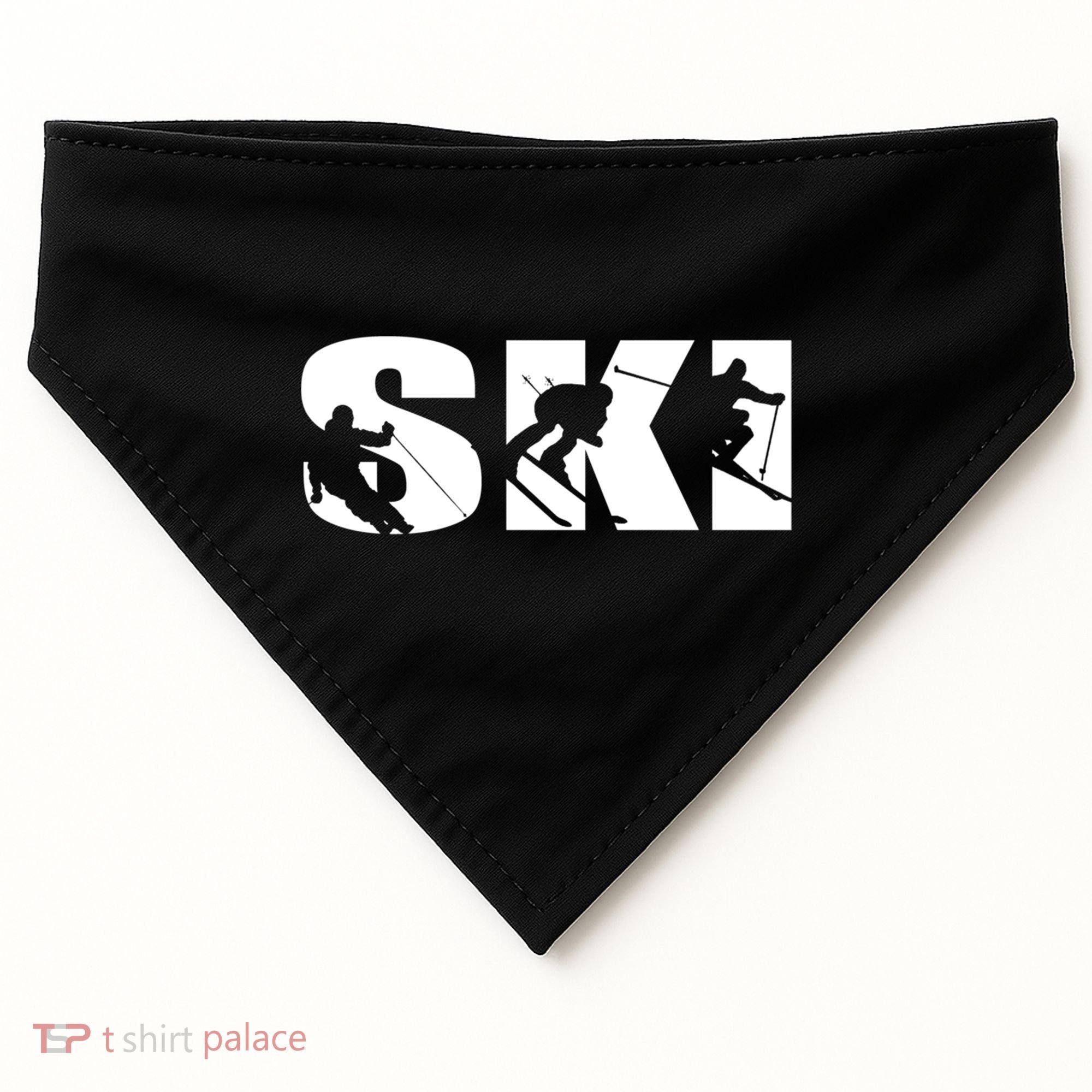 Ski Long Sleeve Tshirt For Skiing Lovers Silhouette Skiers USA-Made Doggie Bandana