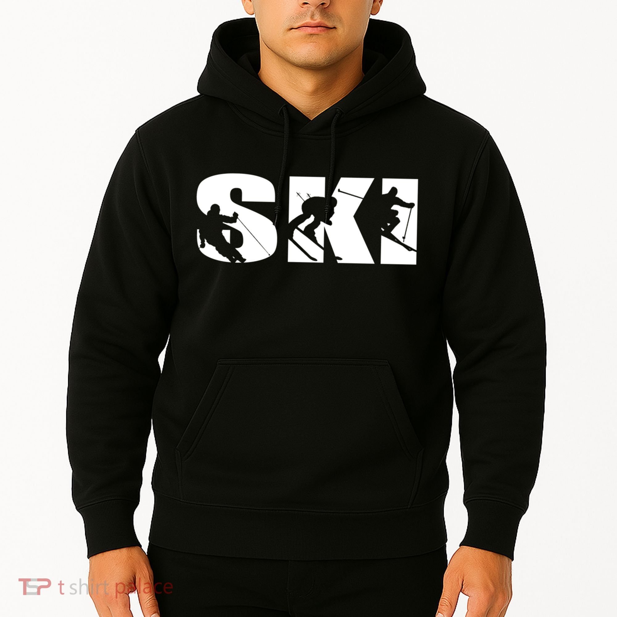Ski Long Sleeve Tshirt For Skiing Lovers Silhouette Skiers Hoodie