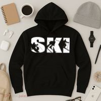 Ski Long Sleeve Tshirt For Skiing Lovers Silhouette Skiers Hoodie thumb 3
