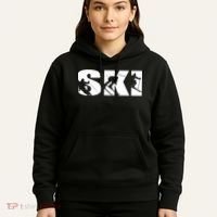 Ski Long Sleeve Tshirt For Skiing Lovers Silhouette Skiers Hoodie thumb 5