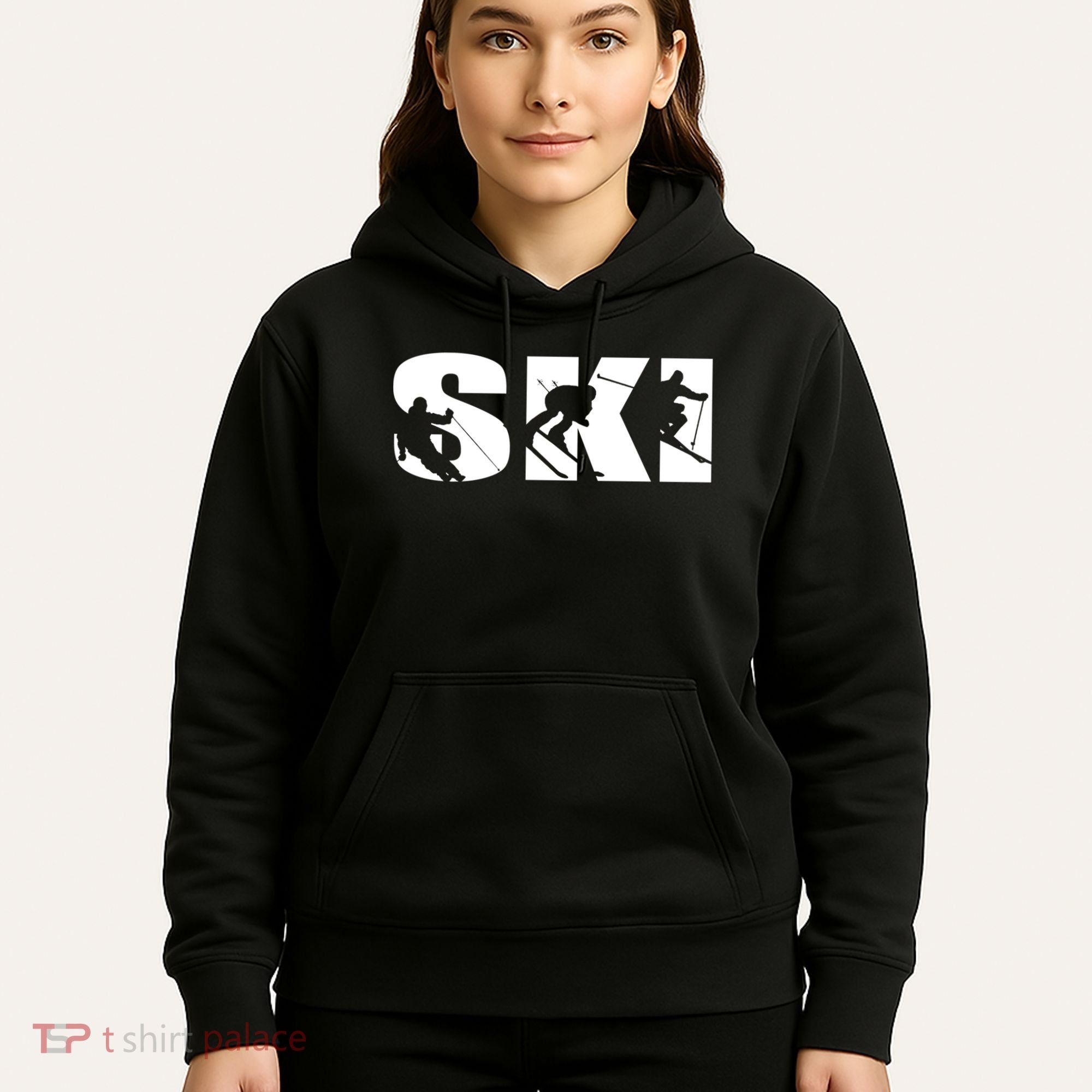 Ski Long Sleeve Tshirt For Skiing Lovers Silhouette Skiers Hoodie