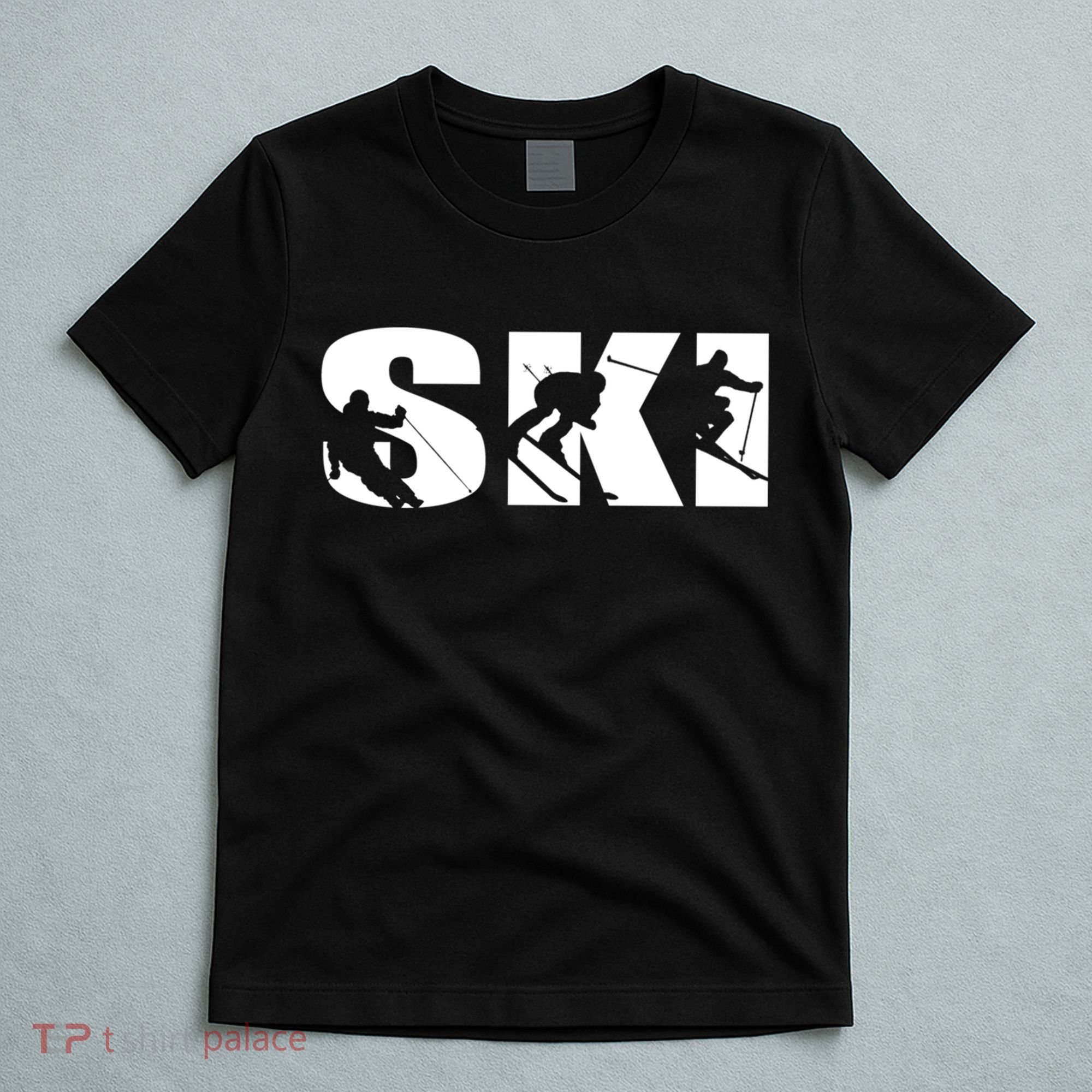 Ski Long Sleeve Tshirt For Skiing Lovers Silhouette Skiers T-Shirt
