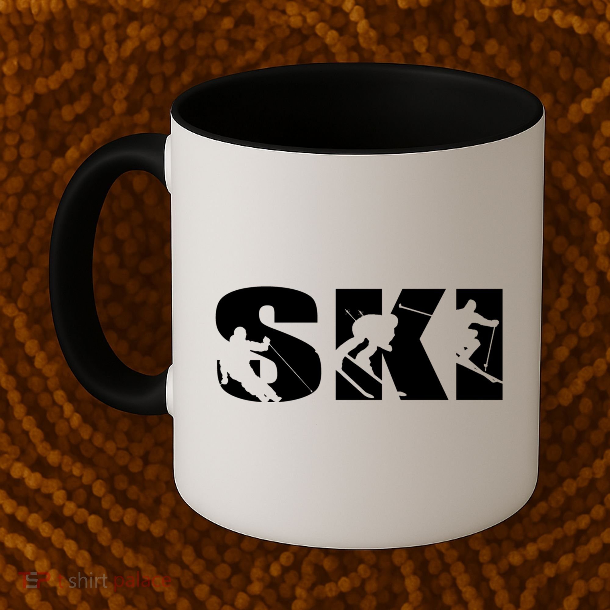 Ski Long Sleeve Tshirt For Skiing Lovers Silhouette Skiers Coffee Mug