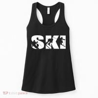 Ski Long Sleeve Tshirt For Skiing Lovers Silhouette Skiers Women's Tank Top thumb 0