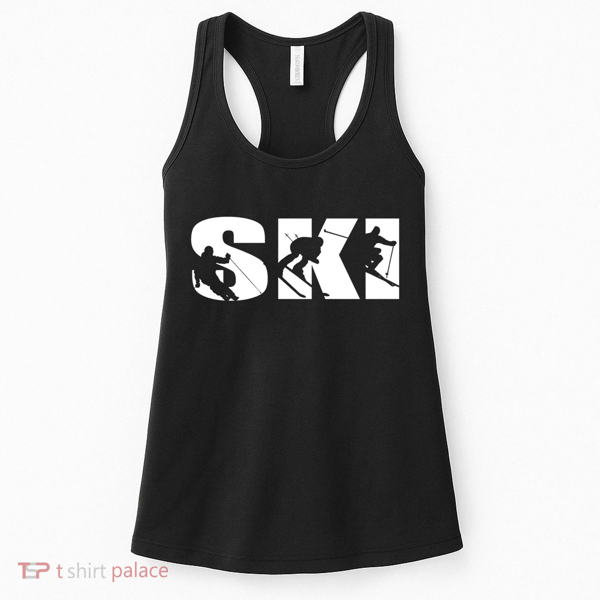 Ski Long Sleeve Tshirt For Skiing Lovers Silhouette Skiers Women's Tank Top