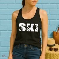 Ski Long Sleeve Tshirt For Skiing Lovers Silhouette Skiers Women's Tank Top thumb 2