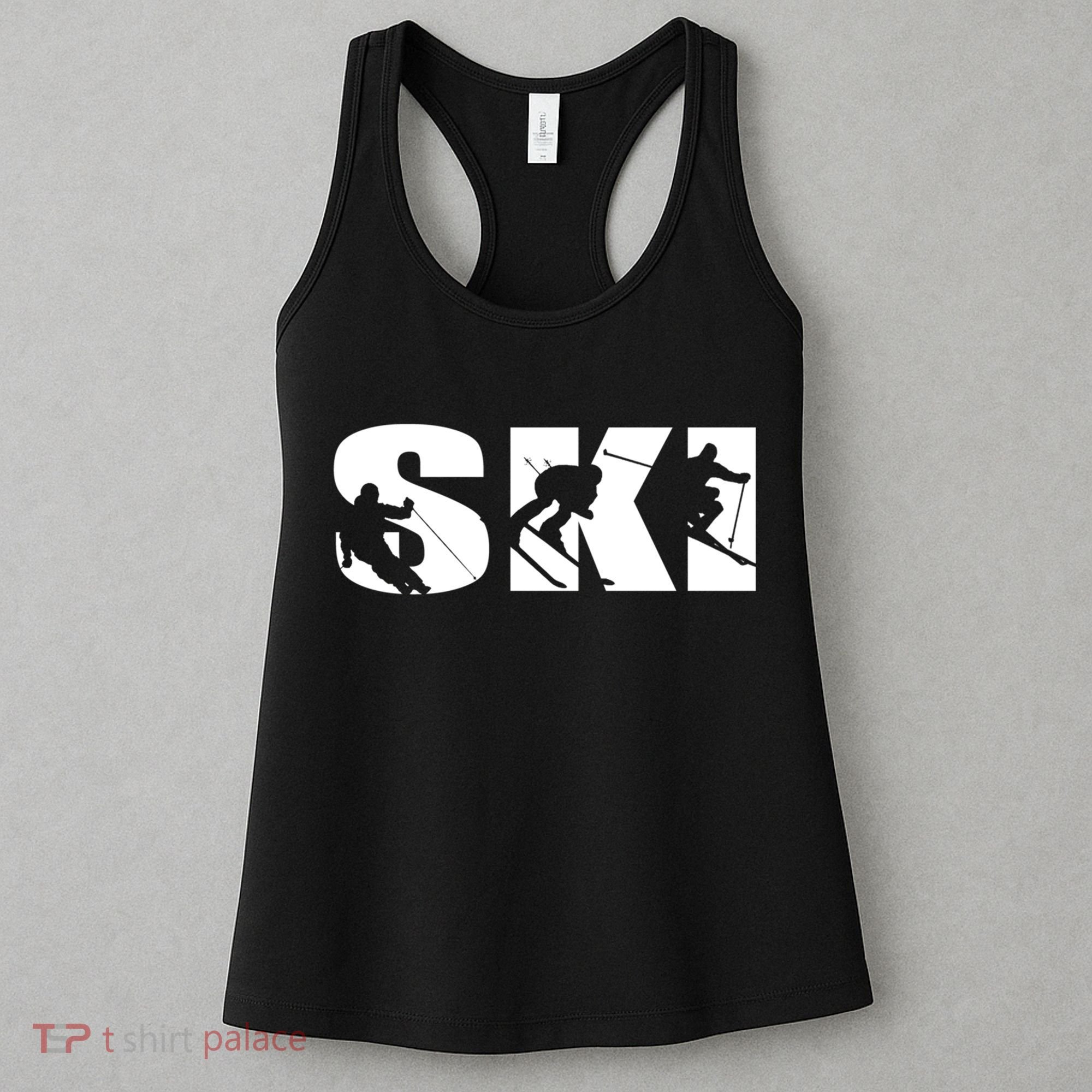 Ski Long Sleeve Tshirt For Skiing Lovers Silhouette Skiers Women's Tank Top