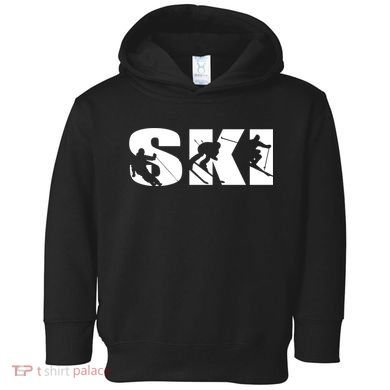 Ski Long Sleeve Tshirt For Skiing Lovers Silhouette Skiers Toddler Hoodie