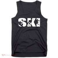 Ski Long Sleeve Tshirt For Skiing Lovers Silhouette Skiers Tank Top thumb 0