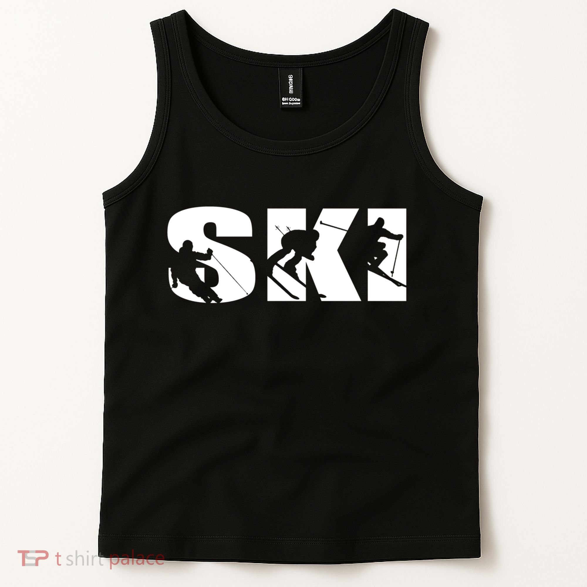 Ski Long Sleeve Tshirt For Skiing Lovers Silhouette Skiers Tank Top