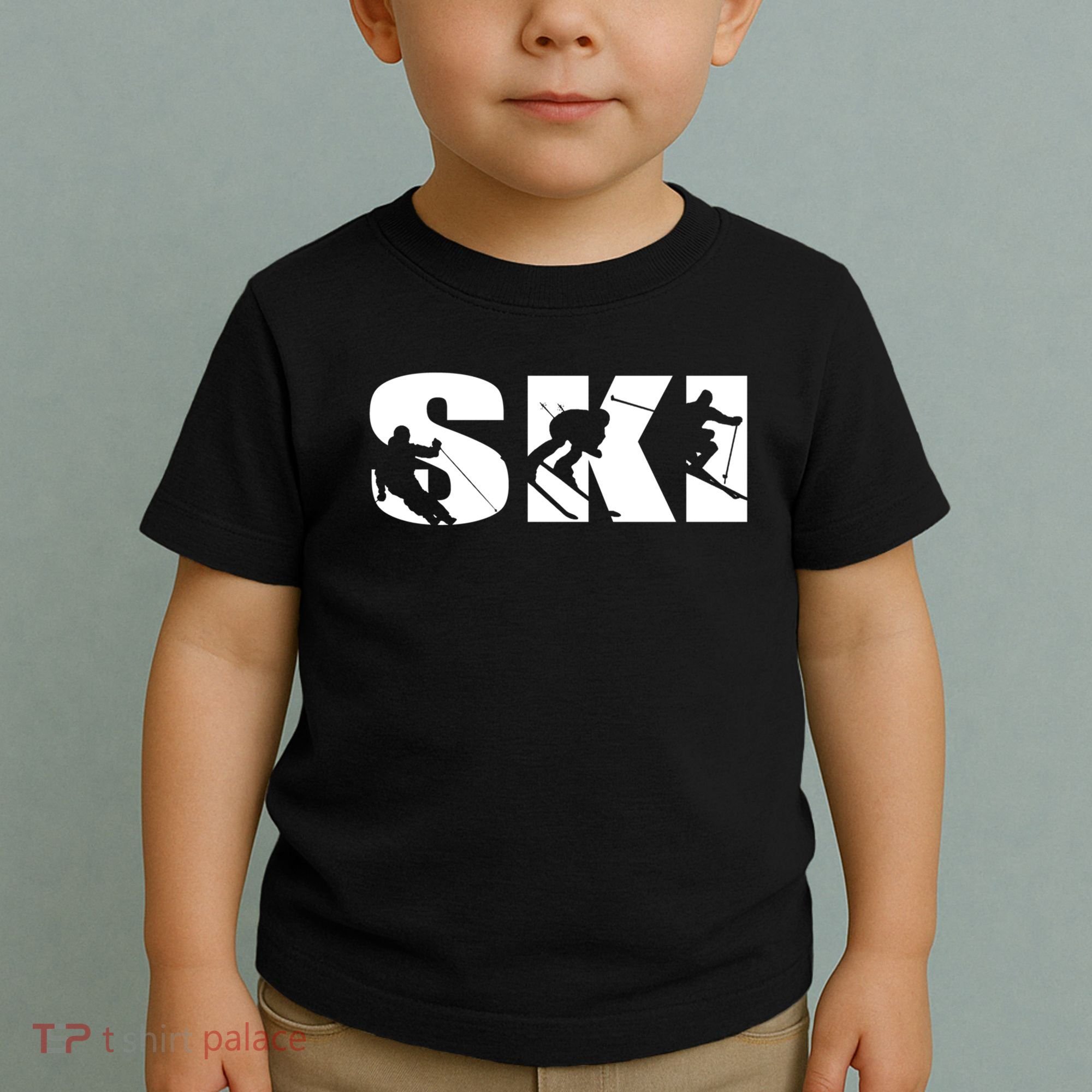 Ski Long Sleeve Tshirt For Skiing Lovers Silhouette Skiers Toddler T-Shirt