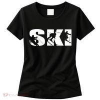 Ski Long Sleeve Tshirt For Skiing Lovers Silhouette Skiers Women's T-Shirt thumb 0