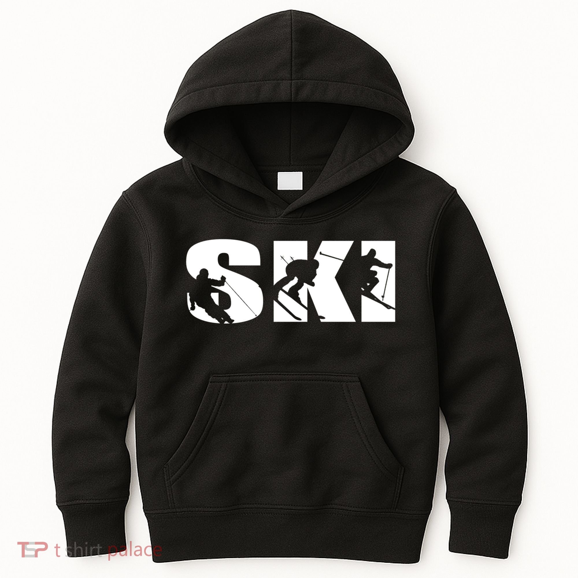 Ski Long Sleeve Tshirt For Skiing Lovers Silhouette Skiers Kids Hoodie