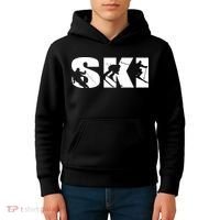 Ski Long Sleeve Tshirt For Skiing Lovers Silhouette Skiers Kids Hoodie thumb 4