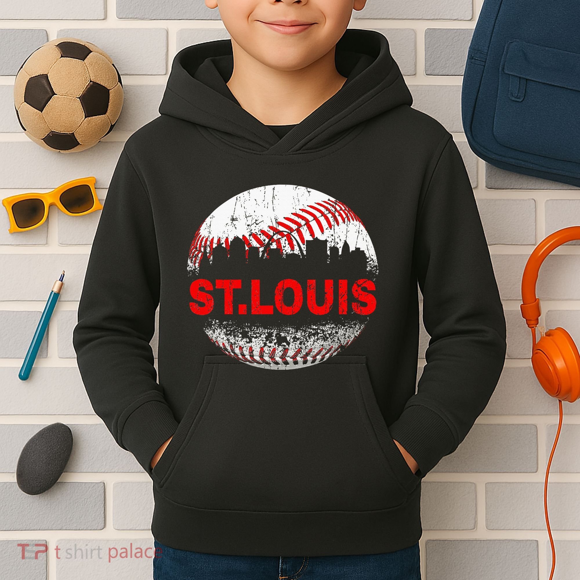 St. Louis Souvenir Baseball City Downtown I Love St. Louis Kids Hoodie