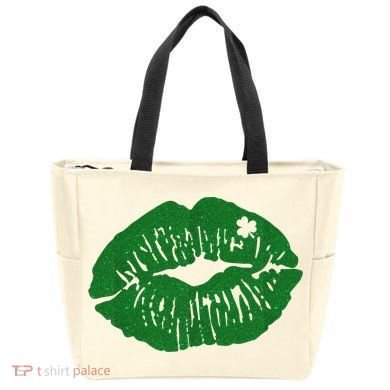 Shamrock Lip St Patricks Day Tote Bag
